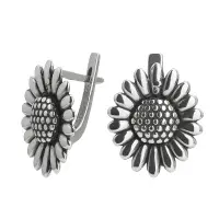 Серьги из серебра «Ромашки»