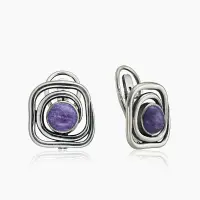 Cеребряные серьги с чароитом Cеребряные серьги с чароитом