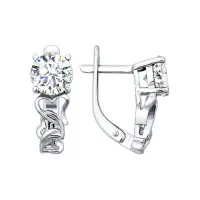 Серьги из серебра с фианитом