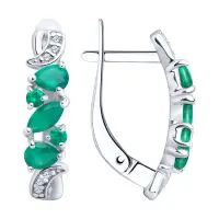 Серьги из серебра с агатами и фианитами Серьги из серебра с агатами и фианитами