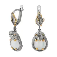 Серьги из серебра с лунным камнем в позолоте «Ежик» Серьги из серебра с лунным камнем в позолоте «Ежик»