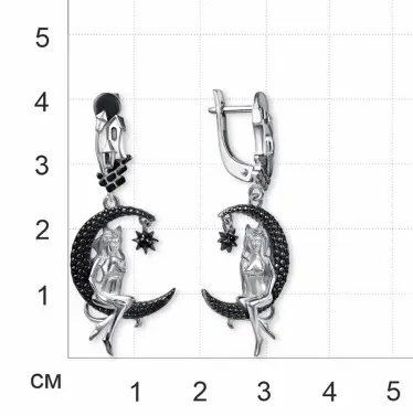 Серьги из серебра с фианитами «Лунная ведьма»