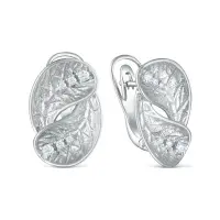 Серебряные серьги с фианитами «Листья»