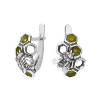 Серьги из серебра с эмалью «Мед» Серьги из серебра с эмалью «Мед»