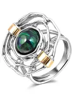 Серебряное кольцо с золотом и лазуритом