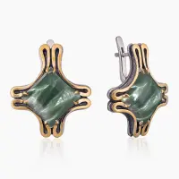 Серебряные серьги «Серафинитовый Крест»