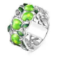 Серебряное кольцо «Яблоко» с бриллиантом и эмалью