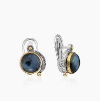 Серьги из серебра с камнем питерсит Серьги из серебра с камнем питерсит
