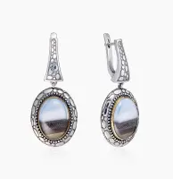 Серебряные серьги с агатом Серебряные серьги с агатом