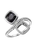 Серебряное кольцо с сапфиром и фианитами «Гранд»