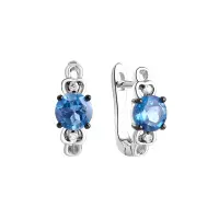 Серьги из серебра с топазом и фианитами