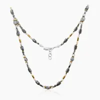 Колье из серебра с камнем дымчатый кварц