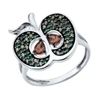 Серебряное кольцо с фианитами «Яблоко»