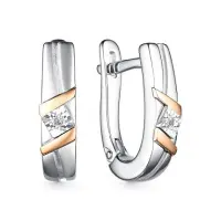 Серебряные серьги с бриллиантом