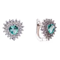 Серьги из серебра с фианитами и апатитом