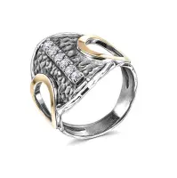 Серебряное кольцо с фианитами и золотом Серебряное кольцо с фианитами и золотом