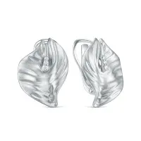 Серебряные серьги с фианитом «Лист»