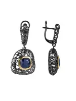 Серьги из серебра с натуральным сапфиром