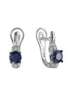 Серьги из серебра с сапфиром и фианитами «Мария» Серьги из серебра с сапфиром и фианитами «Мария»