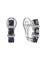Серьги из серебра с натуральным сапфиром «Дорожка»