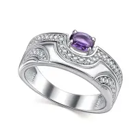 Кольцо из серебра с аметистом и фианитами
