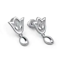 Серьги-гвоздики из серебра с фианитами «Тюльпан»