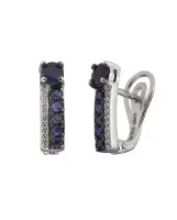 Серьги из серебра с натуральным сапфиром