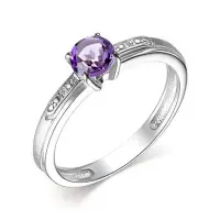 Серебряное кольцо с аметистом и бриллиантом Серебряное кольцо с аметистом и бриллиантом