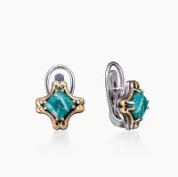 Серебряные серьги «Амазонитовый Крест» с амазонитом