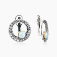 Серьги из серебра с камнем ларимар Серьги из серебра с камнем ларимар