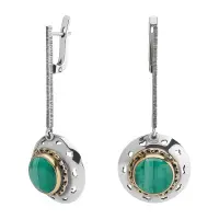 Серебряные серьги с малахитом