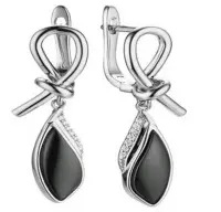 Серьги из серебра с керамикой и фианитами Серьги из серебра с керамикой и фианитами