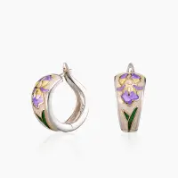 Серебряные серьги «Ирисовый Сумеречный Оттенок» с эмалью