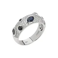 Кольцо из серебра с сапфиром и фианитами