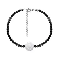 Браслет из серебра «Роза» со шпинелью и перламутром