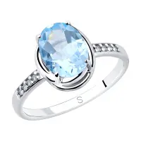 Кольцо из серебра с топазом и фианитами Кольцо из серебра с топазом и фианитами