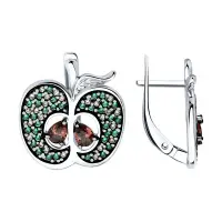 Серьги из серебра с фианитами «Яблоко»