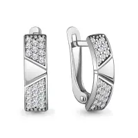 Серьги из серебра с фианитами