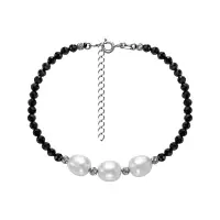 Браслет из серебра с жемчугом и шпинелью