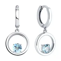 Серебряные серьги с топазом «Круг» Серебряные серьги с топазом «Круг»