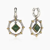 Серебряные серьги «Тетра» с нефритом