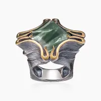 Серебряное кольцо «Серафинитовый Крест»