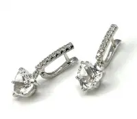 Серьги из серебра с горным хрусталем и фианитами
