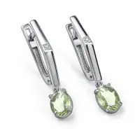 Серьги из серебра с бриллиантами и празиолитом