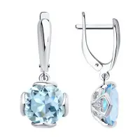 Серьги из серебра с топазами и фианитами Серьги из серебра с топазами и фианитами