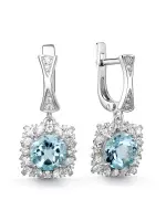 Серьги из серебра с топазом и фианитами