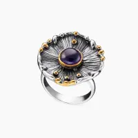 Серебряное кольцо «Аметистовая Энигма»
