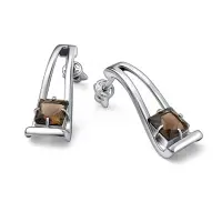 Серебряные серьги-пусеты с раухтопазом