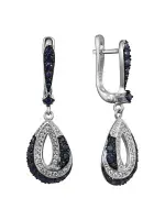 Серьги из серебра с натуральным сапфиром