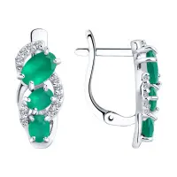Серебряные серьги с агатами и фианитами
